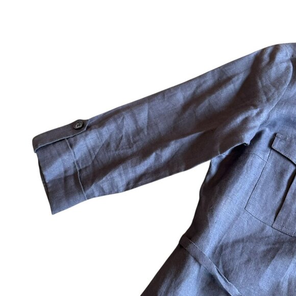 Go Silk 100% Linen Button-Down Shirt Dress w/ Belt 3/4 Sleeves Pockets Size XS - Picture 4 of 13